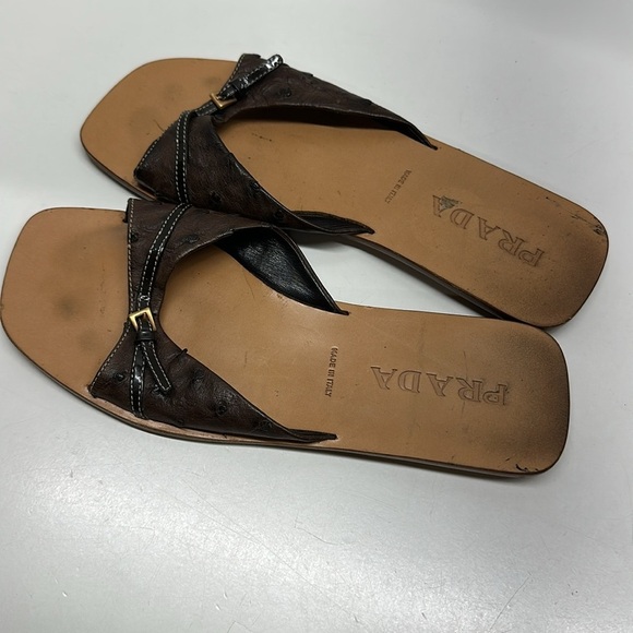 Prada Dark Brown Leather Sandals - Picture 5 of 9